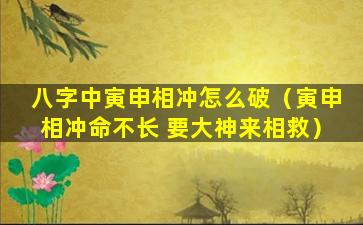 八字中寅申相冲怎么破（寅申相冲命不长 要大神来相救）